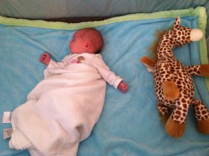 Her favorite way to sleep - no swaddle like her big brother!  