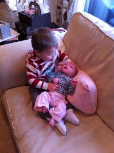 Ethan loving on his sister