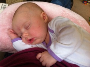 A rare moment when she sleeps in my arms.