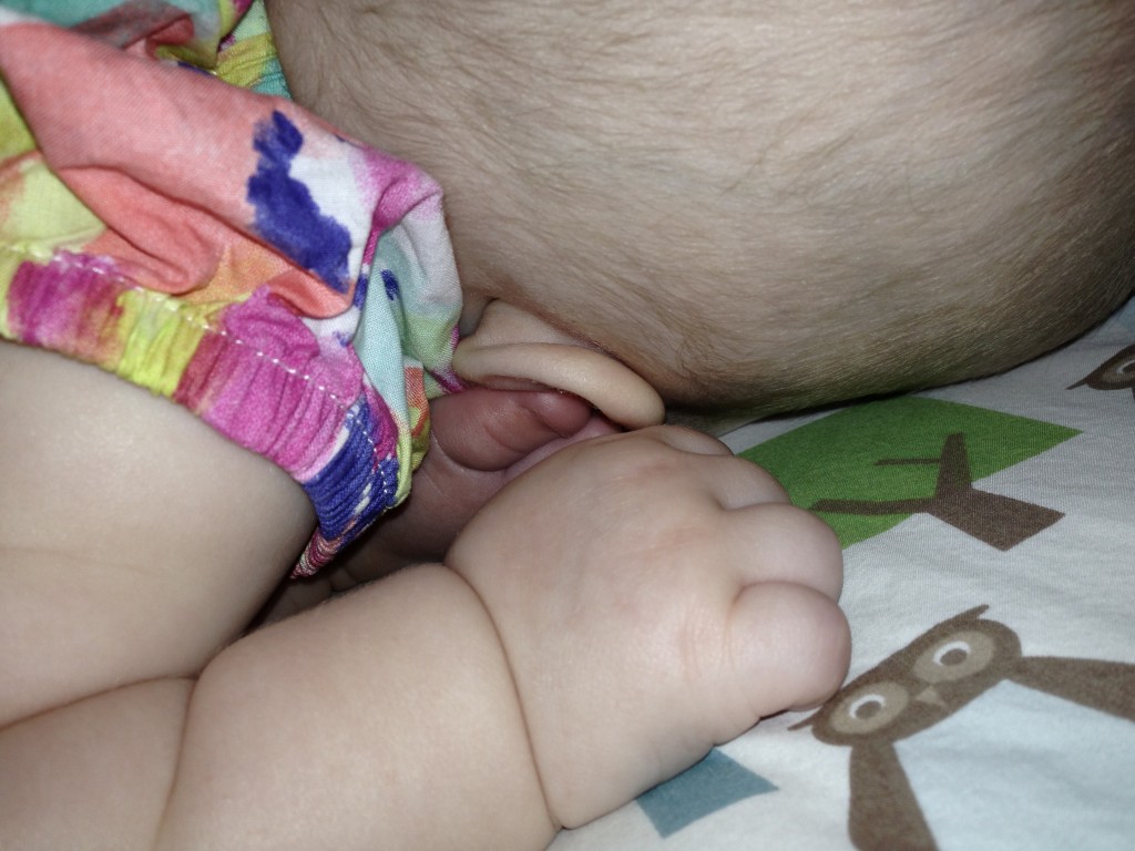 You can see her toes in her ears!