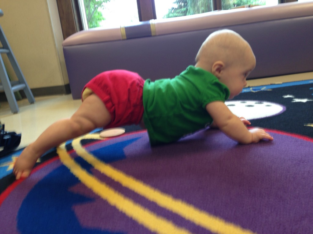 Practicing her plank.