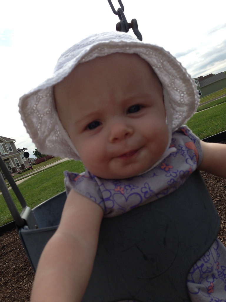 She loves swinging.