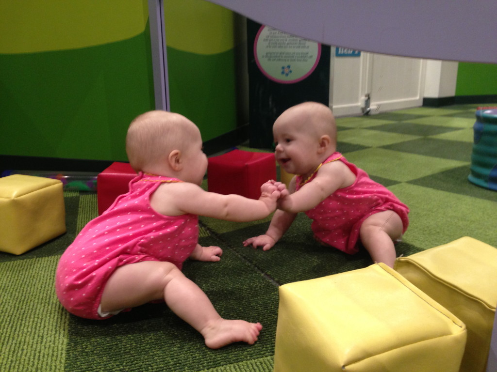 She loves seeing herself in the mirror.