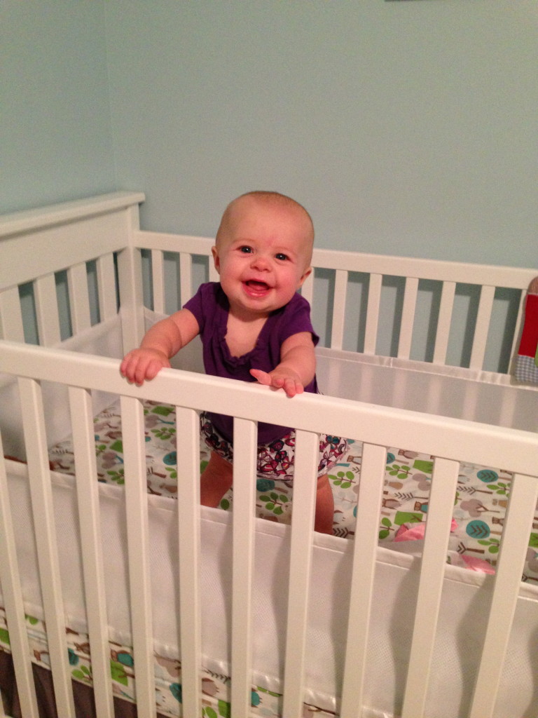 So proud of herself - time to lower the mattress again!