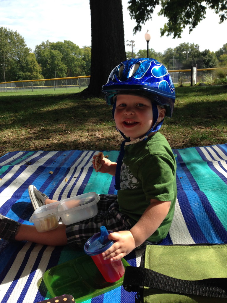 Eating lunch at the park