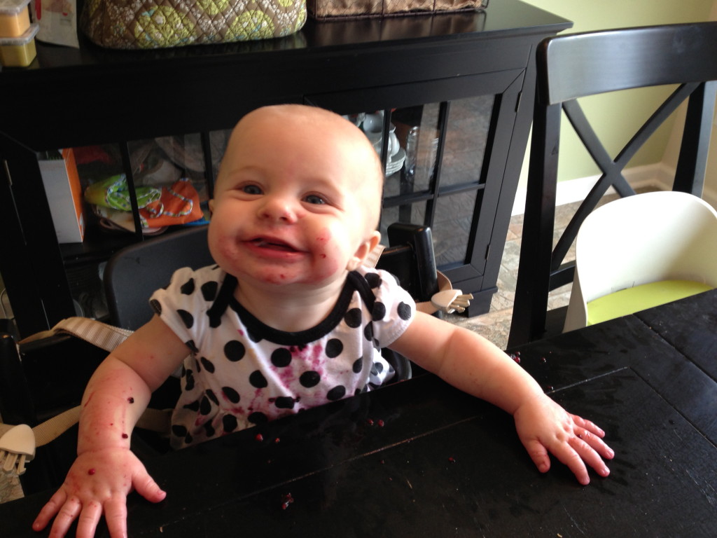 Blueberry face!  She is the messiest eater I've ever seen