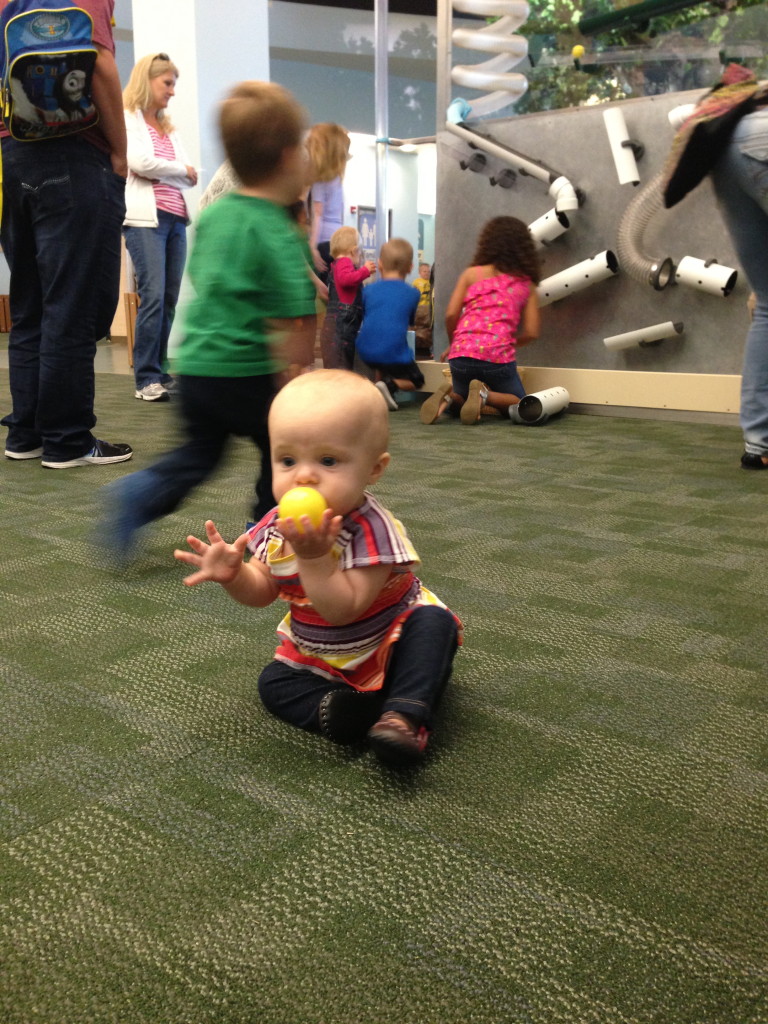 Wanting to be in on the big kid action at the Children's Museum