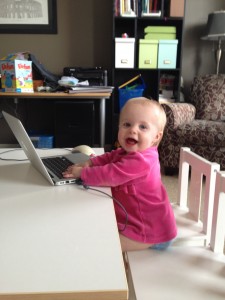 Just doing some work on her computer.