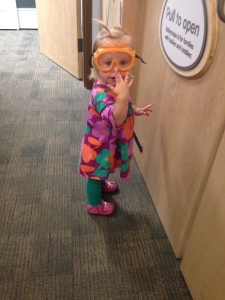 She loves goggles.